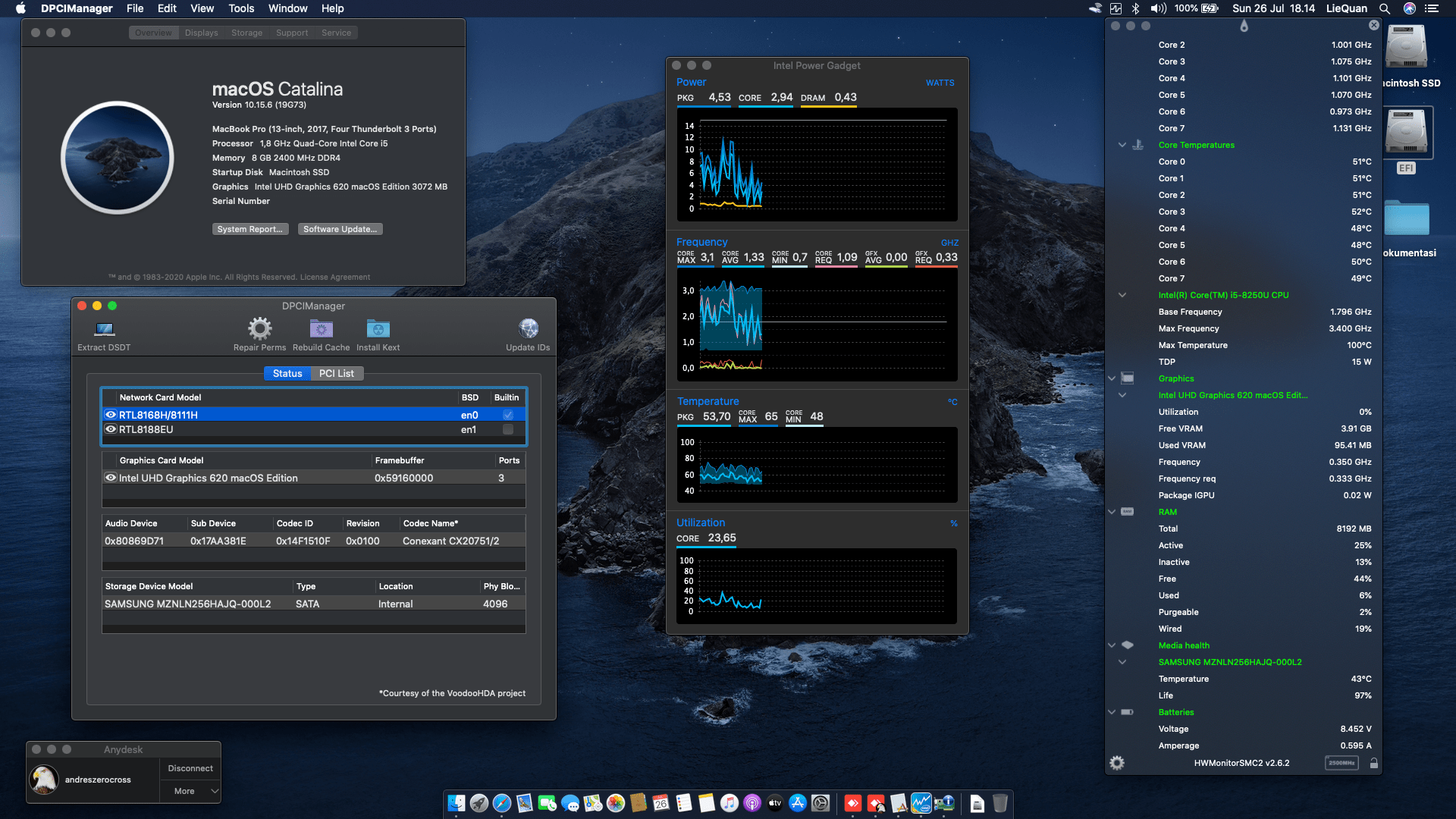 Success Hackintosh macOS Catalina 10.15.6 Build 19G73 at Lenovo Ideapad V330-14IKB